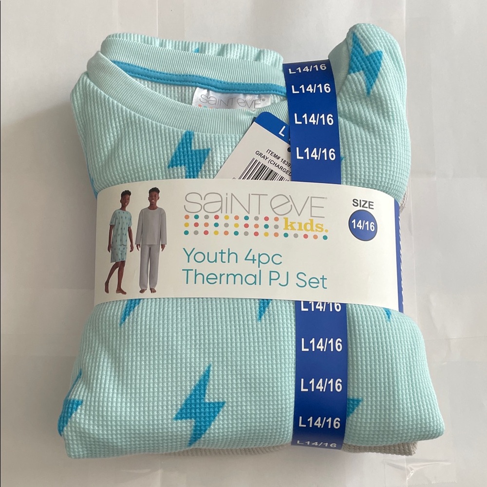 Sainteve Kids Youth ,4pc Thermal PJ Set Gray Size L-14/16  Z1